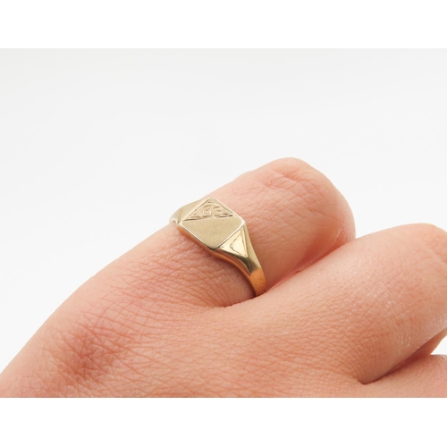 217 - 9 Carat Yellow Gold Square Form Signet Ring Size N