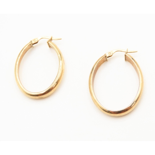 221 - Pair of 9 Carat Yellow Gold Oval Form Hoop Earrings Each 3cm High