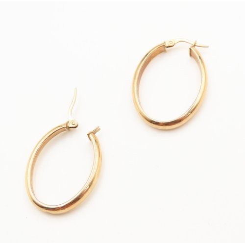 221 - Pair of 9 Carat Yellow Gold Oval Form Hoop Earrings Each 3cm High