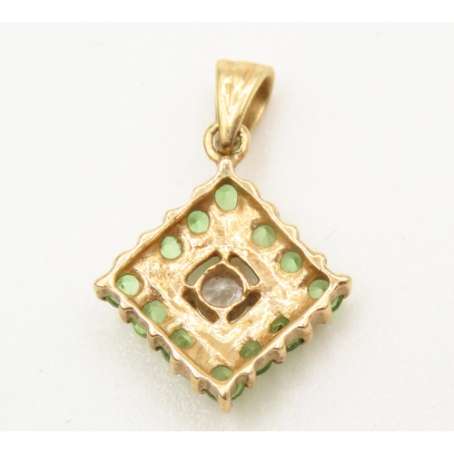 223 - Gemstone Set Square Form Pendant Set in 9 Carat Yellow Gold 1cm High