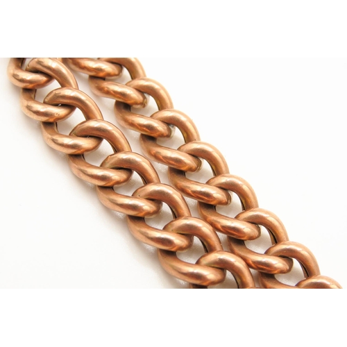 225 - Rose Gold Curb Link Bracelet with Heart Form Clasp and Safety Chain 16.5cm Long