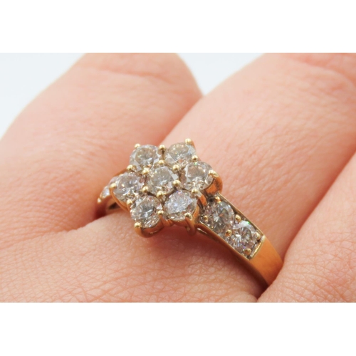 227 - Diamond Seven Stone Daisy Form Ring Set with Champagne and WhiteDiamonds with Further Diamonds Set t... 