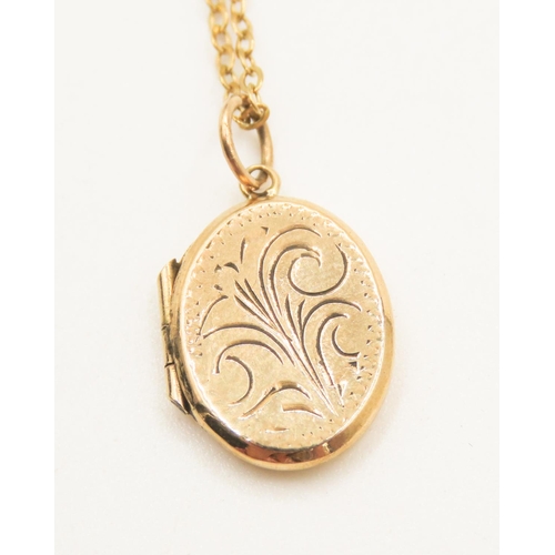 228 - 9 Carat Yellow Gold Locket Pendant 2.5cm Further Set on 9 Carat Yellow Gold Chain 46cm Long