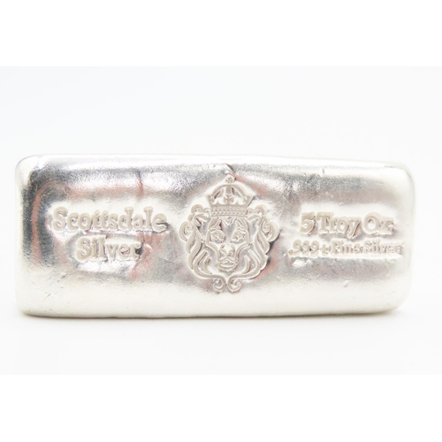 232 - 5 Troy Ounce 999 Fine Silver Bar by Scottsdale Silver