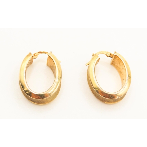 233 - Pair of 9 Carat Yellow Gold Oval Hoop Earrings Each 2cm Drop