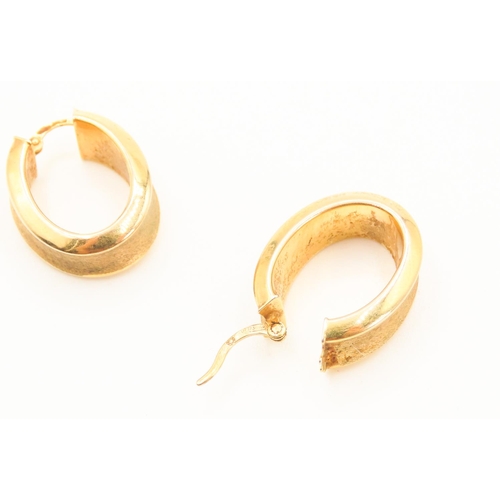 233 - Pair of 9 Carat Yellow Gold Oval Hoop Earrings Each 2cm Drop