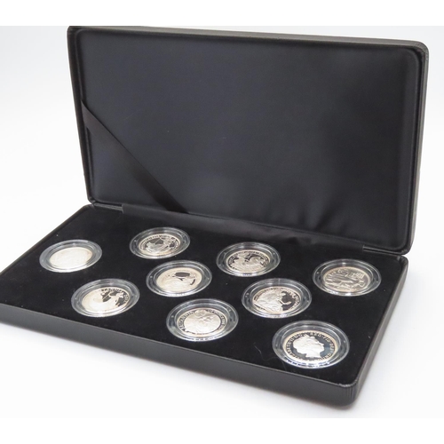 236 - Collection of Nine Half Ounce Fine Silver Coins Each Encapsulated Mint Condition with Original Prese... 