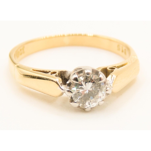 243 - Diamond Solitaire Rub over Setting Mounted in 18 Carat Yellow Gold ring Size L