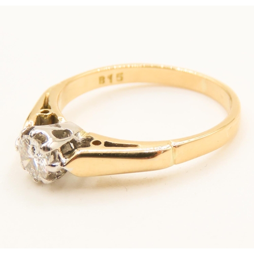 243 - Diamond Solitaire Rub over Setting Mounted in 18 Carat Yellow Gold ring Size L