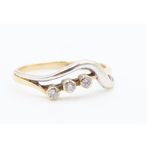 245 - Three Stone White Topaz Ring Mounted on 18 Carat Yellow and White Gold Band Size N