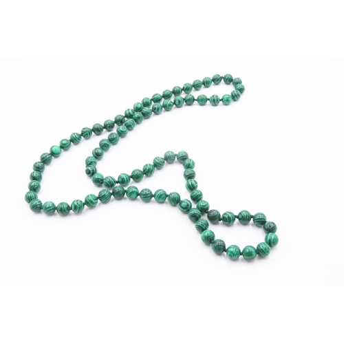 277 - Malachite Bead Necklace 70cm Long