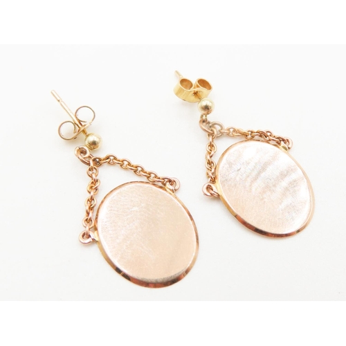 294 - Pair of 9 Carat Rose Gold Swivel Disc Form Earrings Each 2cm Drop