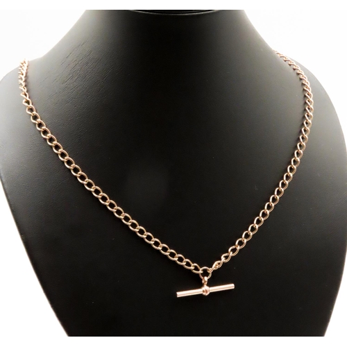 295 - 9 Carat Rose Gold T-Bar Chain Necklace 46cm Long