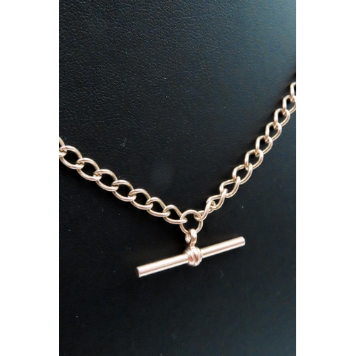 295 - 9 Carat Rose Gold T-Bar Chain Necklace 46cm Long