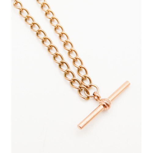 295 - 9 Carat Rose Gold T-Bar Chain Necklace 46cm Long