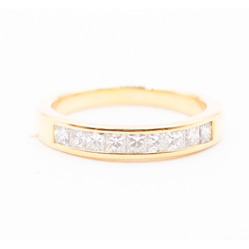 299 - Diamond Nine Stone Square Cut Half Eternity Ring Mounted in 18 Carat Yellow Gold Ring Size T