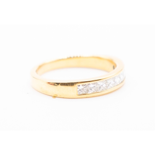 299 - Diamond Nine Stone Square Cut Half Eternity Ring Mounted in 18 Carat Yellow Gold Ring Size T