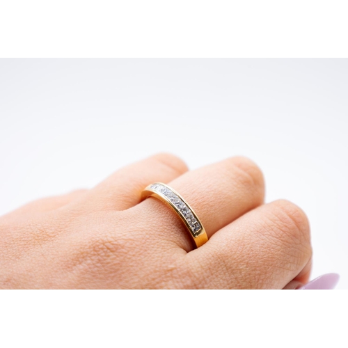 299 - Diamond Nine Stone Square Cut Half Eternity Ring Mounted in 18 Carat Yellow Gold Ring Size T