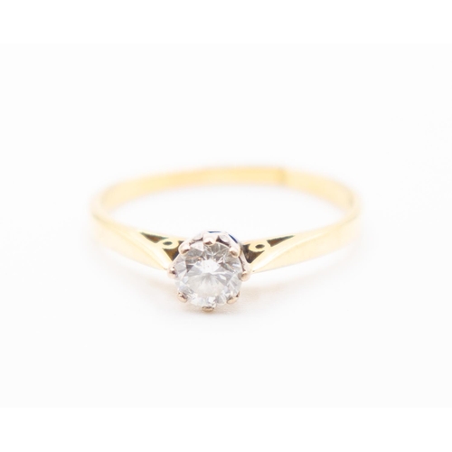 301 - Diamond Solitaire Eight Claw Set Ring Mounted on 18 Carat Yellow Gold Ring Size P