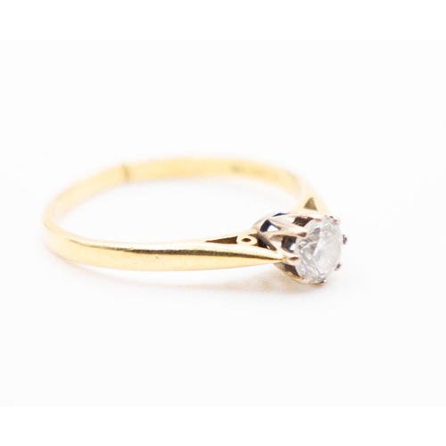 301 - Diamond Solitaire Eight Claw Set Ring Mounted on 18 Carat Yellow Gold Ring Size P