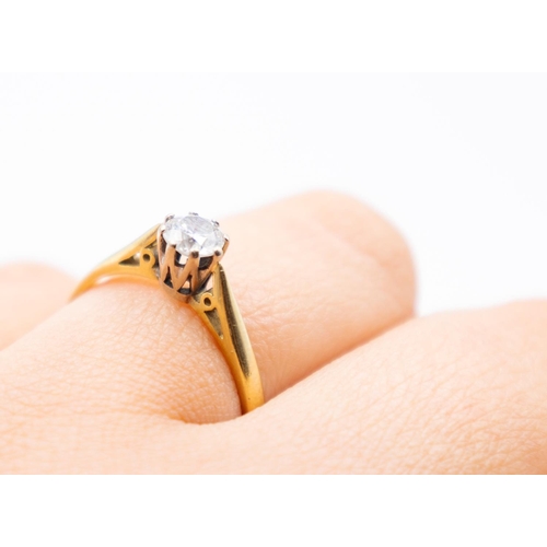 301 - Diamond Solitaire Eight Claw Set Ring Mounted on 18 Carat Yellow Gold Ring Size P