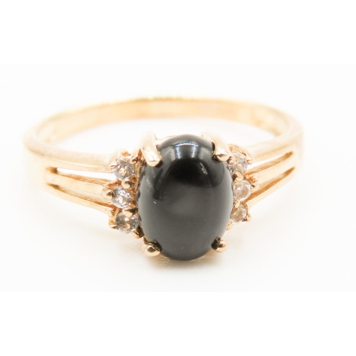 309 - Onyx and Gemstone Set Ring Mounted in 9 Carat Yellow Gold Ring Size O