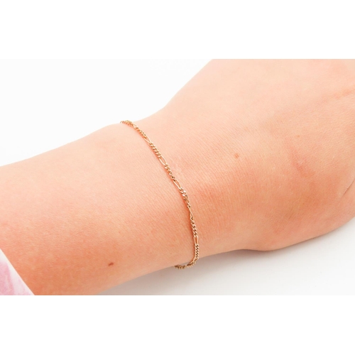 315 - 9 Carat Rose Gold Figaro Link Bracelet 19.5cm Long