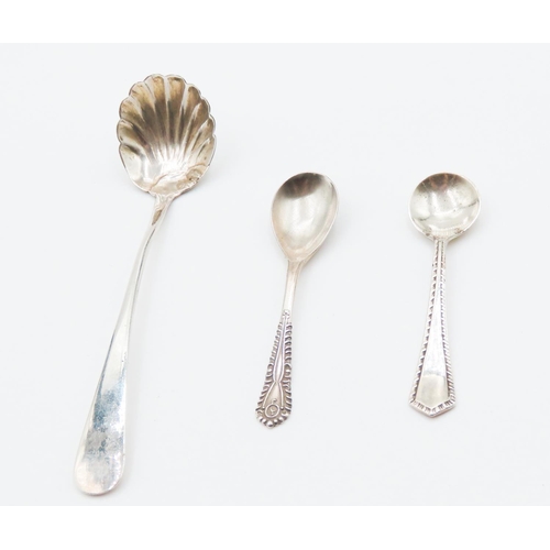 343 - Two Silver Cruet Spoons and Mustard  Spoon