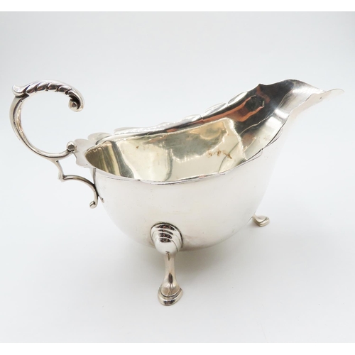 349 - Silver Gravy Boat Flying C Scroll Handle 8cm High 15cm Long