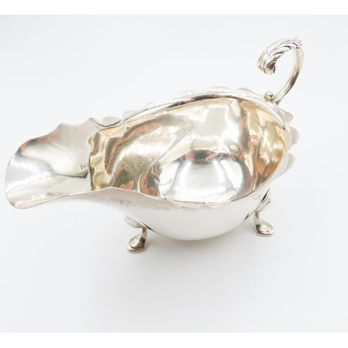 349 - Silver Gravy Boat Flying C Scroll Handle 8cm High 15cm Long