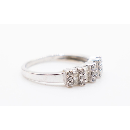 350 - Baguette Cut and Round Cut Diamond Set Cluster Ring Mounted in 18 Carat White Gold Ring Size O and a... 