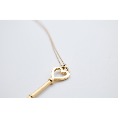 352 - Tiffany & Co 18 Carat Yellow Gold Heart Key Pendant 5cm High set on 18 Carat Yellow Gold Tiffany & C... 