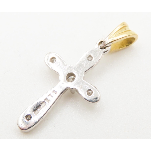 379 - Attractively Detailed Diamond Set 18 Carat White and Yellow Gold Crucifix Pendant 3cm Drop As New Un... 