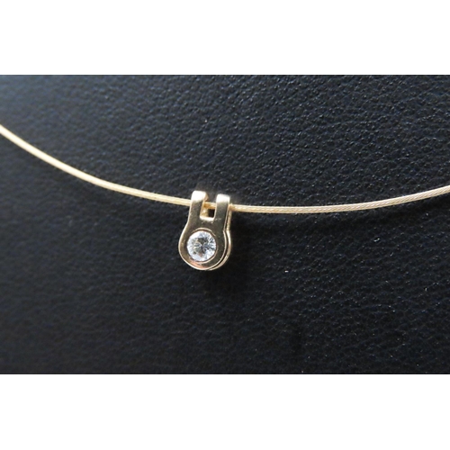 386 - Bezel Set Diamond Pendant Mounted in 9 Carat Yellow Gold Set on 9 Carat Yellow Gold Wire Chain 40cm ... 