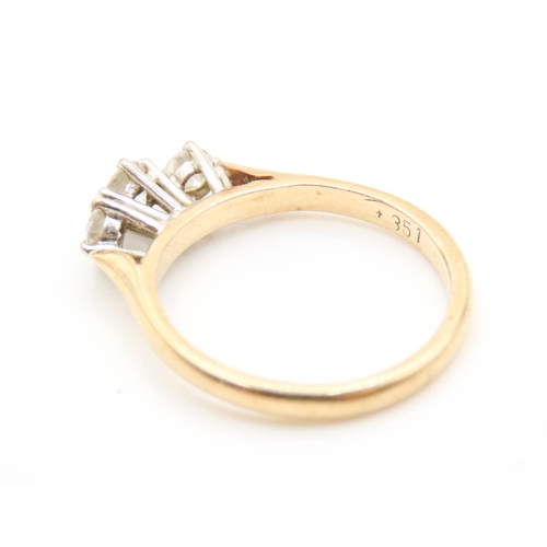 392 - Diamond Three Stone Basket Set Ring Mounted on 9 Carat Yellow Gold Ring Size K As New Unworn