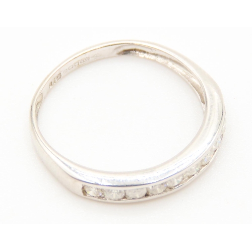 395 - Diamond Set Half Eternity Ring Mounted in 9 Carat White Gold Ring Size M As New Unworn