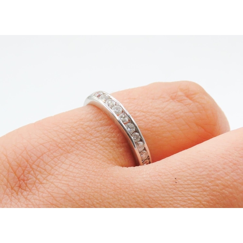 395 - Diamond Set Half Eternity Ring Mounted in 9 Carat White Gold Ring Size M As New Unworn