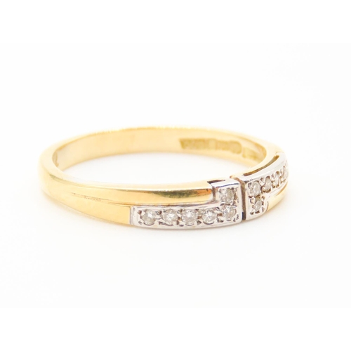 396 - Diamond Set Geometric Design Ring Mounted in 18 Carat Yellow Gold Ring Size O As New Unworn