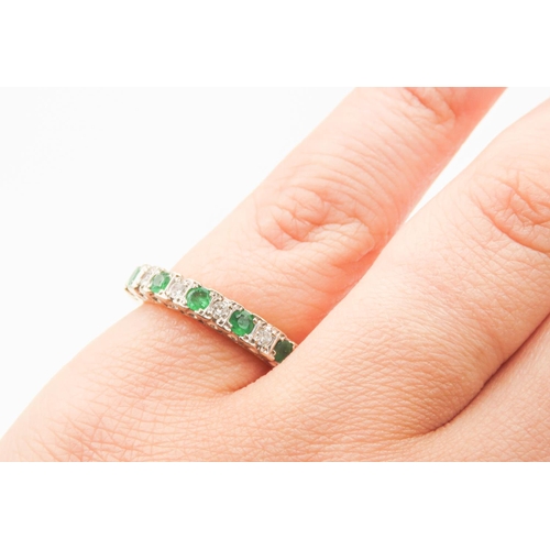 4 - Nine Stone Emerald and Diamond Set Ring Mounted in 18 Carat Yellow Gold Ring Size L