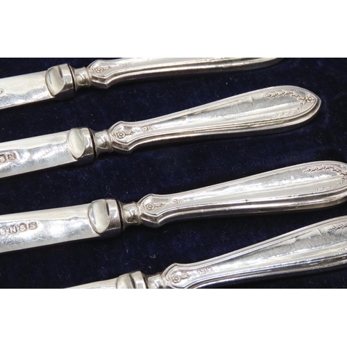 405 - Set of Six Silver Handle Butter Knives 15cm Long with Original Presentation Case