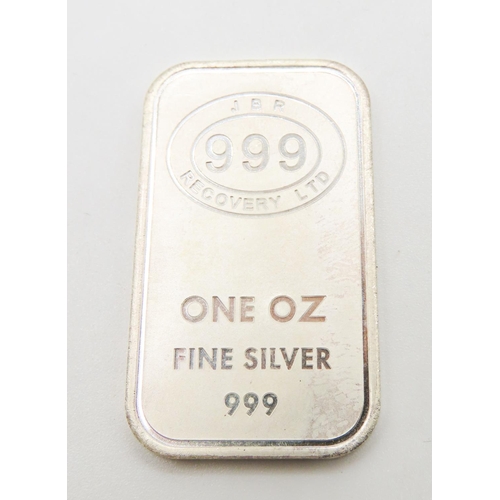 407 - 1 Ounce 999.9 Fine Silver Bar by JBR Recovery LTD