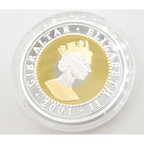 413 - Elizabeth ll Gibraltar 2001 Silver Coin 21st Century 1 Crown Encapsulated Mint Condition with Origin... 