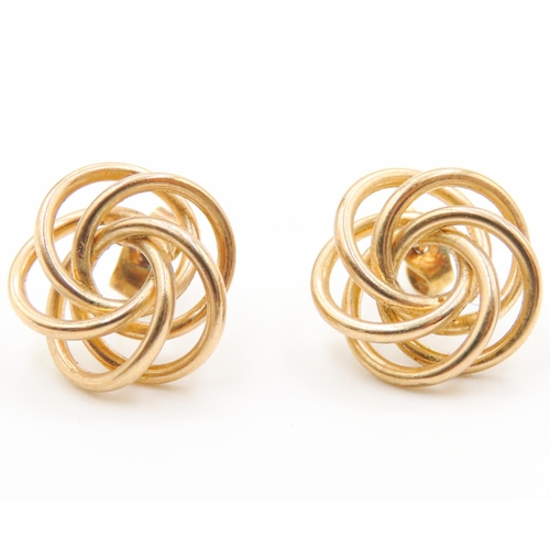 423 - Pair of 9 Carat Yellow Gold Knot Form Earrings Each 1.5cm Diameter