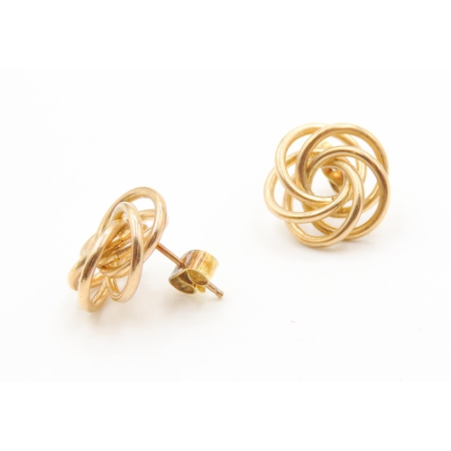 423 - Pair of 9 Carat Yellow Gold Knot Form Earrings Each 1.5cm Diameter