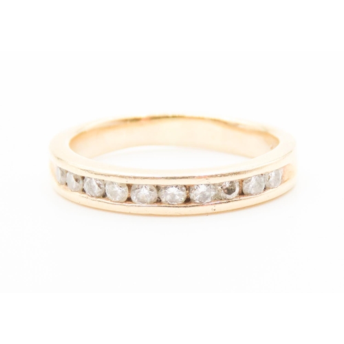 448 - Diamond Set Half Eternity Ring Mounted in 14 Carat Yellow Gold Ring Size  Q and a Half