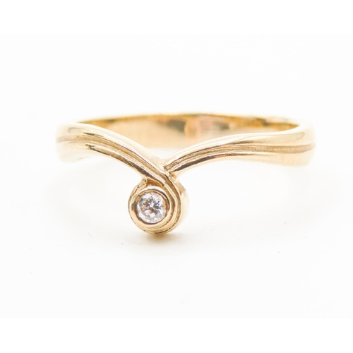 449 - 9 Carat Yellow Gold Diamond Set Wishbone Ring Size M and a Half