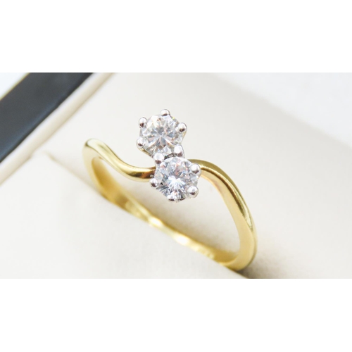 46 - Diamond Toi et Moi Ring Set in 18 Carat Yellow Gold Ring Size L