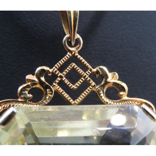 460 - Basket Set Pale Citrine Statement Pendant Set in 14 Carat Yellow Gold 6cm High Further Set on 18 Car... 