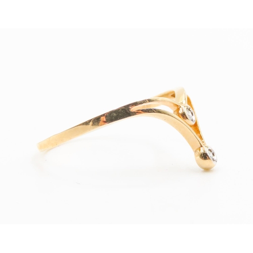 478 - Diamond Set Double Wishbone Ring Set in 18 Carat Yellow Gold Ring Size Q