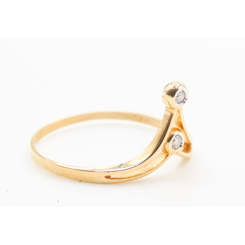 478 - Diamond Set Double Wishbone Ring Set in 18 Carat Yellow Gold Ring Size Q